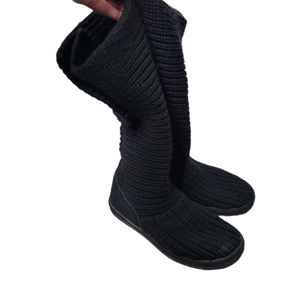 Bearpaw Knit Tall Wool/Acrylic Blend Black Boots 656W Knit Tall Women's US 7 - Picture 3 of 11
